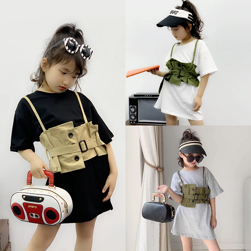 Girls T-shirt Summer 2019 New Simple Korean Edition Children's Leisure Mid-long Top with Waist vest Two-piece Set
Girls T-shirt Summer 2019 New Simple Korean Edition Children's Leisure Mid-long Top with Waist vest Two-piece Set