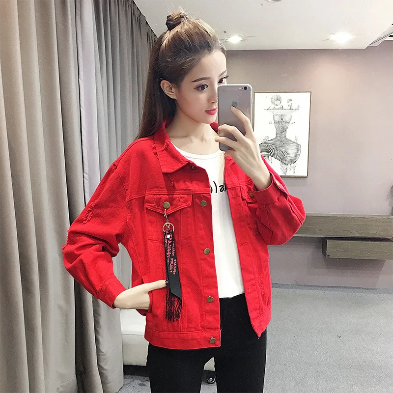 Frayed Cotton Women Denim Jacket Turn-down Collar Slim Short Women Overcoat Button Oversized Jackets and Coats
Frayed Cotton Women Denim Jacket Turn-down Collar Slim Short Women Overcoat Button Oversized Jackets and Coats