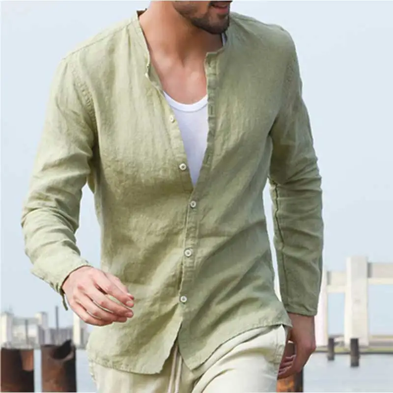 Summer Men Shirt 2019 New Fashion Cotton Linen Stand Collar Long Sleeve Shirts Casual Solid Male Camisas
Summer Men Shirt 2019 New Fashion Cotton Linen Stand Collar Long Sleeve Shirts Casual Solid Male Camisas