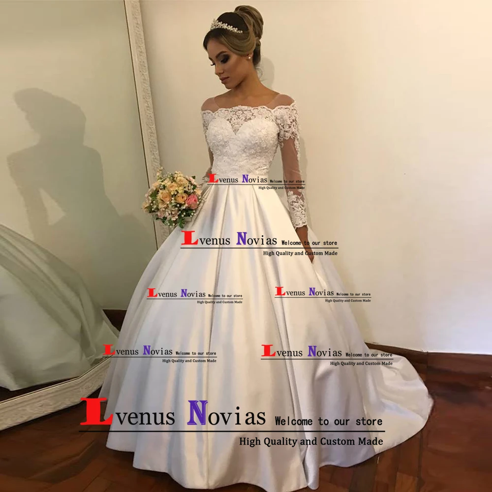 Robe de Mariee Cheap Satin Long Sleeve Wedding Dress 2018 Ivory Appliqued Bridal Gowns Vestido de Novia Hochzeitskleid gelinlik
Robe de Mariee Cheap Satin Long Sleeve Wedding Dress 2018 Ivory Appliqued Bridal Gowns Vestido de Novia Hochzeitskleid gelinlik