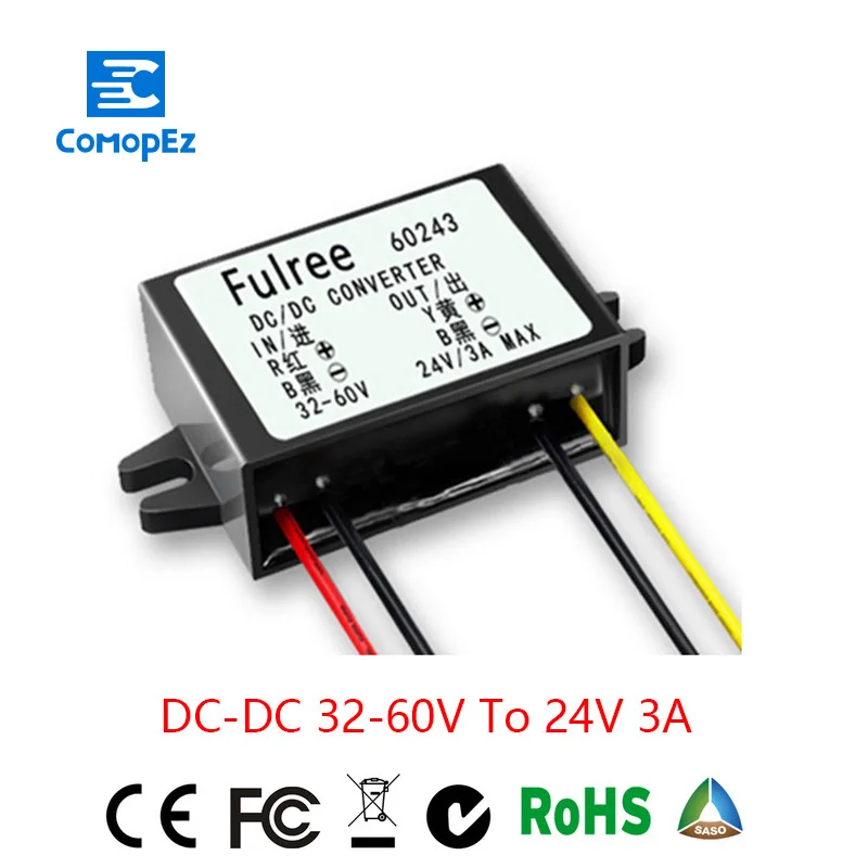36V/48V/60V(32-60V) to 24V DC-DC Buck Converter Step Down Module 3A
36V/48V/60V(32-60V) to 24V DC-DC Buck Converter Step Down Module 3A