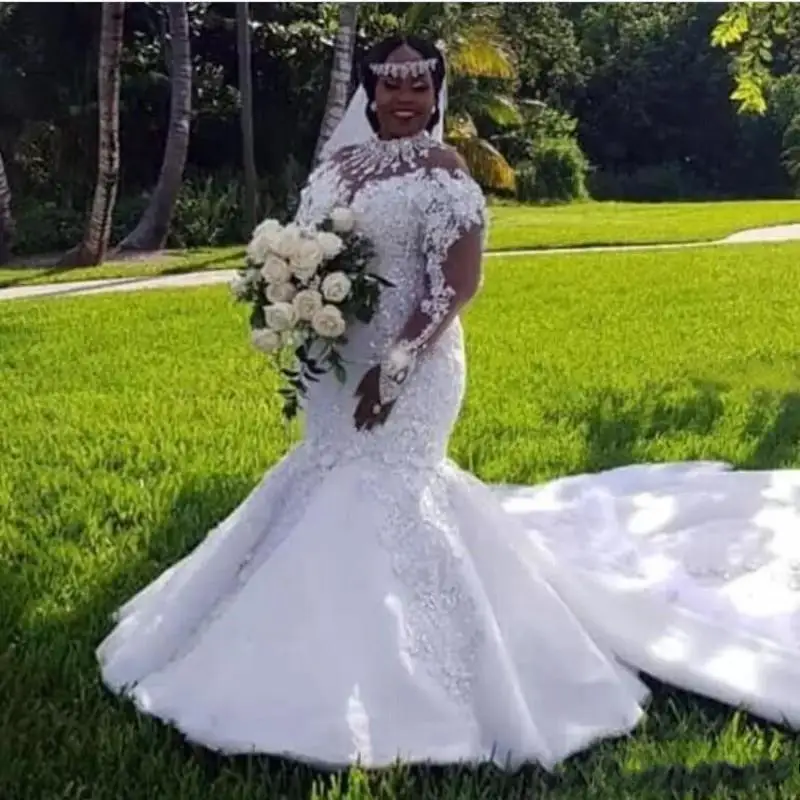 Popular High Neck Mermaid African Wedding Dresses 2019 Sweep Train Lace Appliques Long Sleeves Bridal Gowns
Popular High Neck Mermaid African Wedding Dresses 2019 Sweep Train Lace Appliques Long Sleeves Bridal Gowns