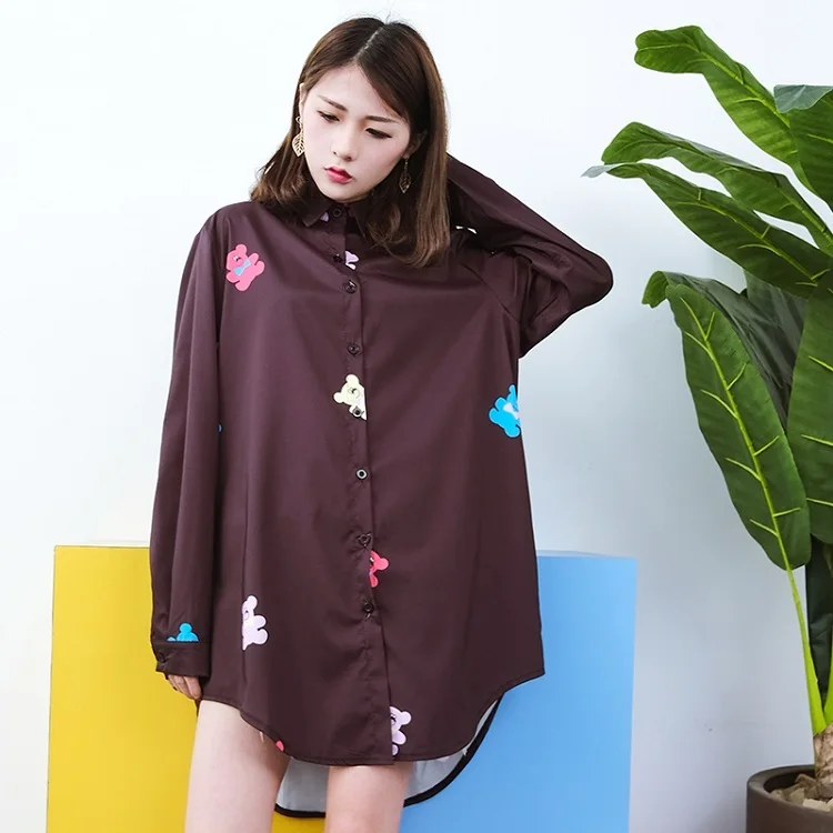 Women Fashion Chiffon Blouse 2018 Spring Summer Stuffed Bear Toy Pattern Print Loose Long Sleeve Shirt for Girl Casual Top Black
Women Fashion Chiffon Blouse 2018 Spring Summer Stuffed Bear Toy Pattern Print Loose Long Sleeve Shirt for Girl Casual Top Black