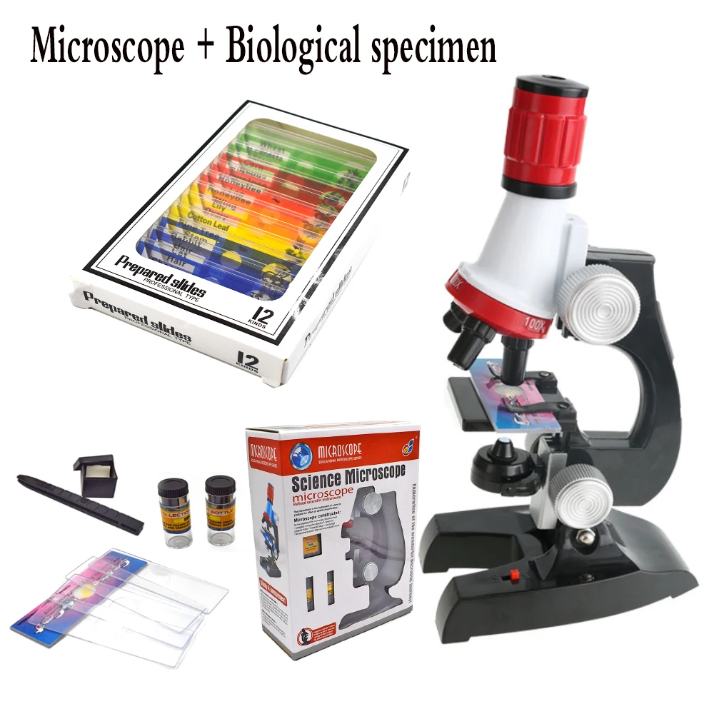 Kit de Microscope LED de laboratoire 100X-400X-1200X maison école Science jouet éducatif cadeau Microscope biologique raffiné pour enfants enfant Kit de Microscope LED de laboratoire 100X-400X-1200X maison école Science jouet éducatif cadeau Microscope biologique raffiné pour enfants enfant
