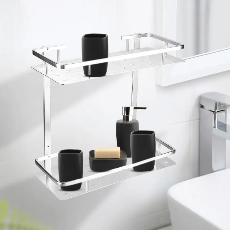 2 Tiers Wall Mounted Bathroom Floating Shelf Space Aluminum Wall Storage Rack for Kitchen Bathroom Organizer shower room basket
2 Tiers Wall Mounted Bathroom Floating Shelf Space Aluminum Wall Storage Rack for Kitchen Bathroom Organizer shower room basket