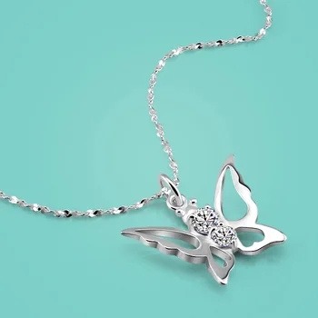 Simple style 925 sterling silver necklace female butterfly pendant design solid silver clavicle necklace 46cm silver chain
Simple style 925 sterling silver necklace female butterfly pendant design solid silver clavicle necklace 46cm silver chain
