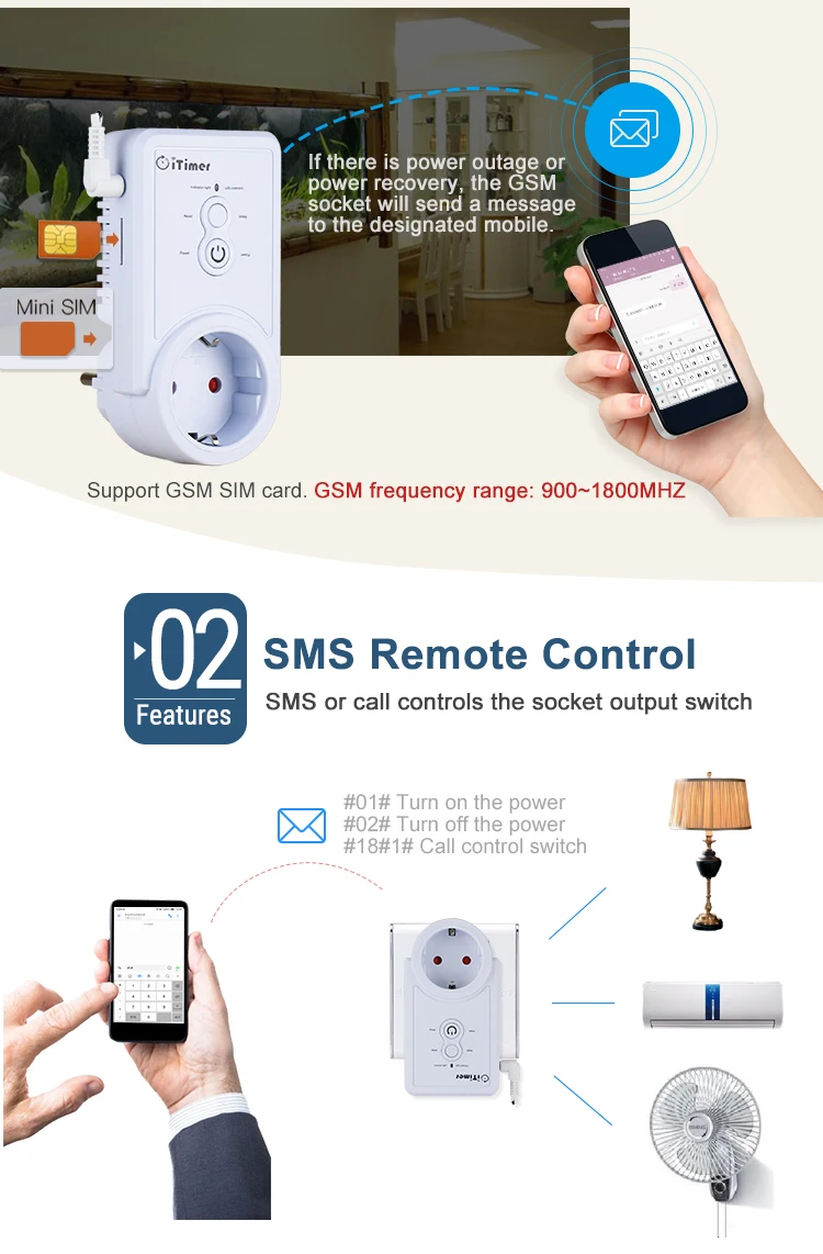 SMS Control GSM Smart Plug Switch with Temperature Sensor and Timing Control including Electricity Measurement Function 11 SMS Control GSM Smart Plug Switch with Temperature Sensor and Timing Control including Electricity Measurement Function 16