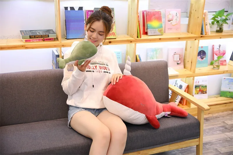 new narwhal whale doll fish plush toy cute girl sleeping pillows big soft shark dolphin dolls Korean cute dolls 31inch 80cm DY50312 (2)