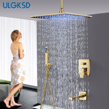 ULGKSD Bathroom Shower Faucet Golden Brass 16'' Shower Head Ceil Wall Mount Shower Set Hot and Cold Water Mixer Tap
ULGKSD Bathroom Shower Faucet Golden Brass 16'' Shower Head Ceil Wall Mount Shower Set Hot and Cold Water Mixer Tap