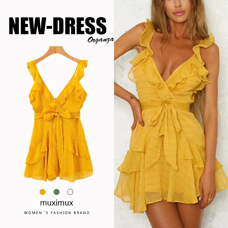 2019 Summer Women Dresses Boho Bohemian Spaghetti Strap Solid Organza Sundress Black Ruffle Mini Holiday Beach Short Dress Women
2019 Summer Women Dresses Boho Bohemian Spaghetti Strap Solid Organza Sundress Black Ruffle Mini Holiday Beach Short Dress Women