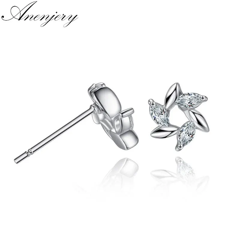 Anenjery Zircon Silver Color Flower Twist Windmill Stud Earring Wedding Ear Jewelry For Women 10*10mm T-E32
Anenjery Zircon Silver Color Flower Twist Windmill Stud Earring Wedding Ear Jewelry For Women 10*10mm T-E32