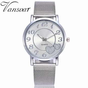 Vansvar Brand Women Silver & Gold Mesh Wristwatches Fashion Casual Women's Love Heart Dial Quartz Watches Relogio Feminino
Vansvar Brand Women Silver & Gold Mesh Wristwatches Fashion Casual Women's Love Heart Dial Quartz Watches Relogio Feminino