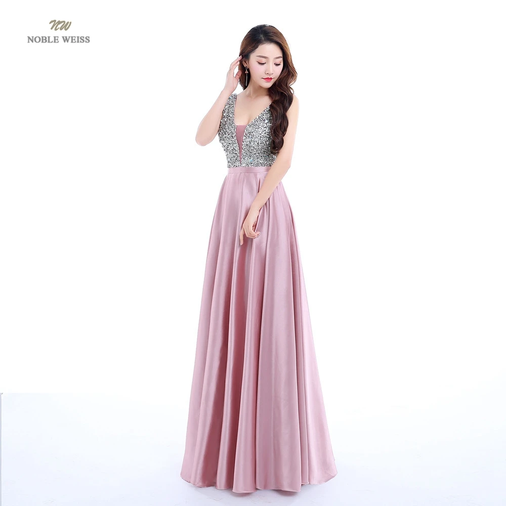 NOBLE WEISS Elegant Satin Pink Beading Prom Dresses Floor Length Special Occasion Gowns With Sexy V-neck Girls vestido de festa
NOBLE WEISS Elegant Satin Pink Beading Prom Dresses Floor Length Special Occasion Gowns With Sexy V-neck Girls vestido de festa