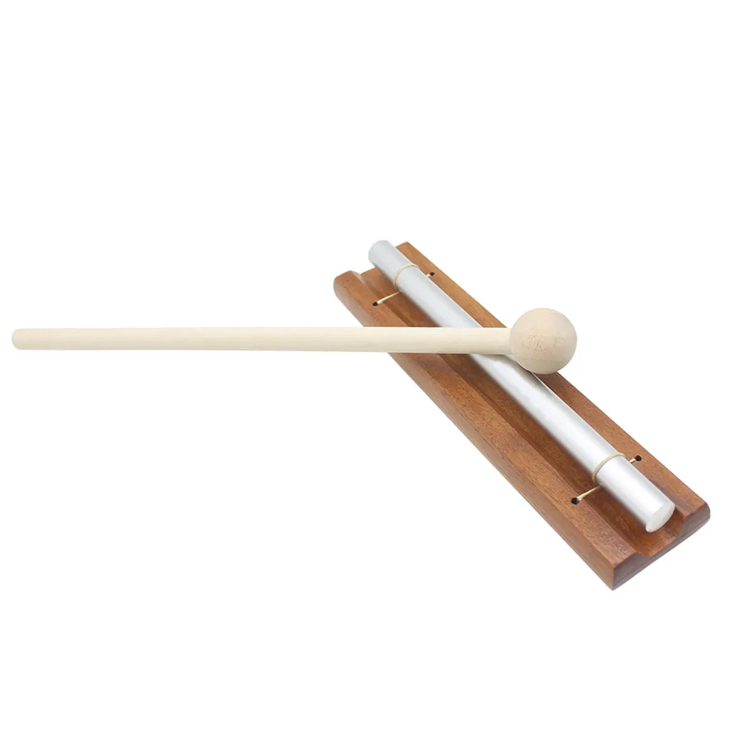 Brand New & High Quality Solo Chime on Wooden Base w/ Mallet Single Rod for Yoga Meditation Energy