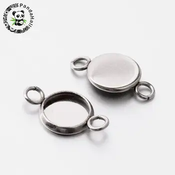 Flat Round 304 Stainless Steel Cabochon Connector Settings, Stainless Steel Color, Tray: 8mm; 17x10x1.8mm, Hole: 2mm
Flat Round 304 Stainless Steel Cabochon Connector Settings, Stainless Steel Color, Tray: 8mm; 17x10x1.8mm, Hole: 2mm
