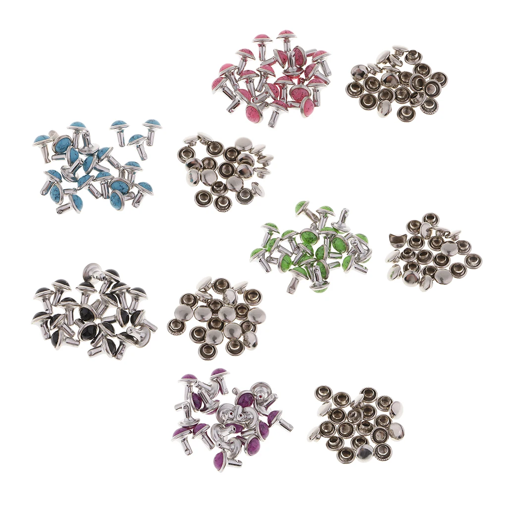 20 Sets Turquoise Decoration Rivets Punk Studs Spikes Garment Bags Shoes Leather Belts Leather Craft DIY Decoration 7mm
