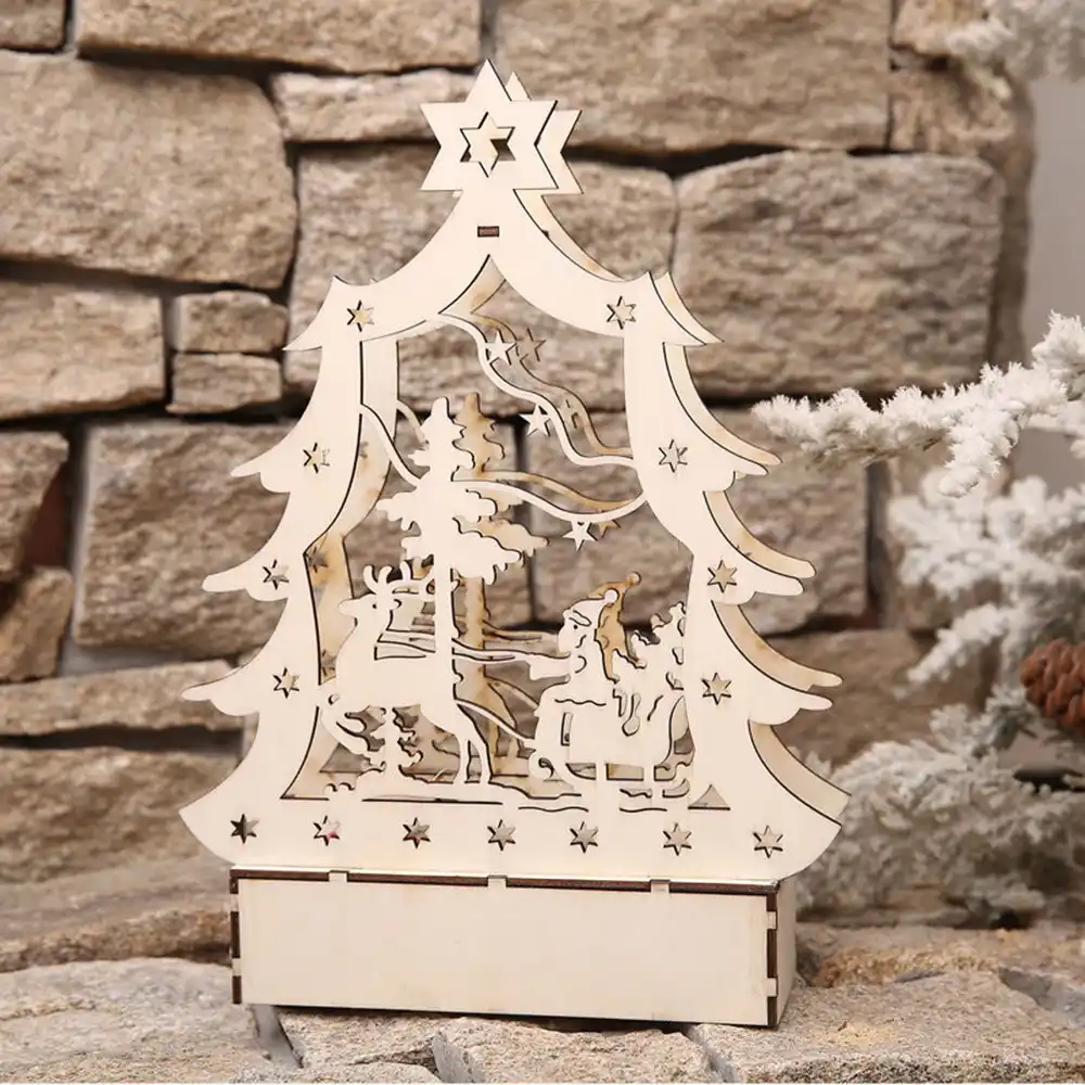 cart luminous wooden house mall window christmas decorations