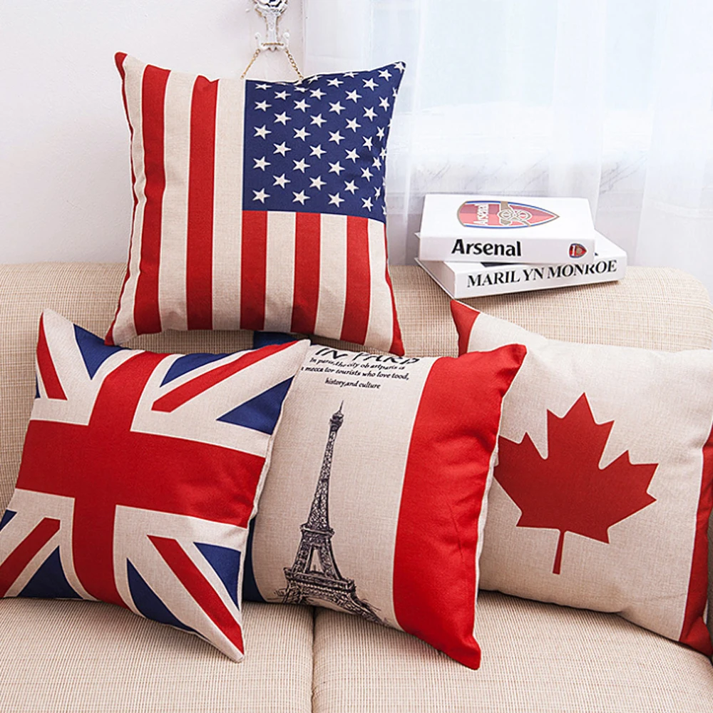 National Flag Cushion Cover Cotton Linen Pillow Cover British Style USA UK Flags Home Decorative Throw Pillowcase
National Flag Cushion Cover Cotton Linen Pillow Cover British Style USA UK Flags Home Decorative Throw Pillowcase