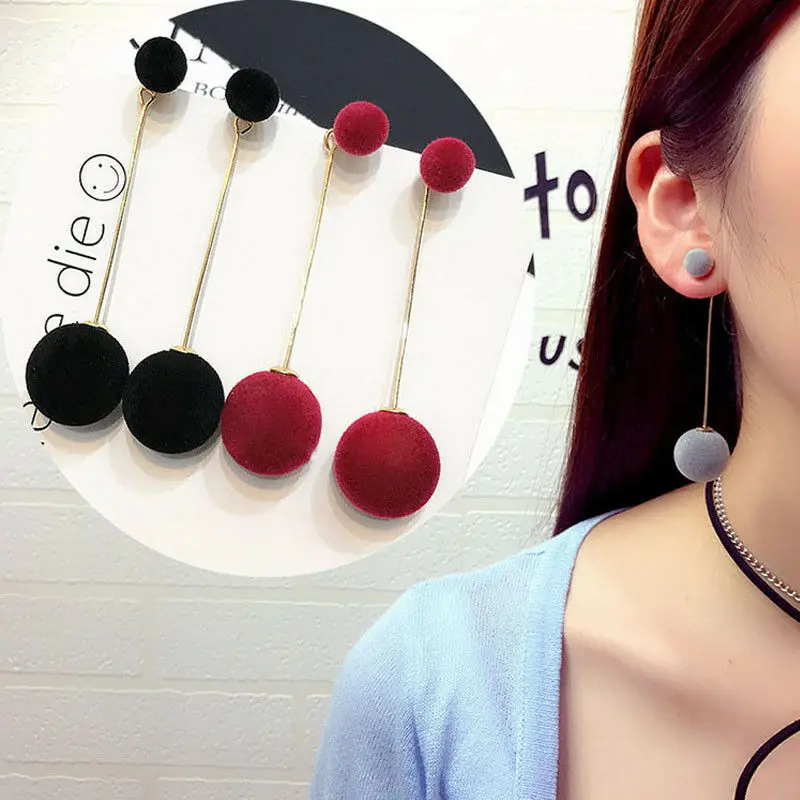 Red Black Fashion Plush Ball Drop Earrings For Women Korean Velvet Round Tassel Long Dangle Earrings Gift Jewelry Statement
Red Black Fashion Plush Ball Drop Earrings For Women Korean Velvet Round Tassel Long Dangle Earrings Gift Jewelry Statement