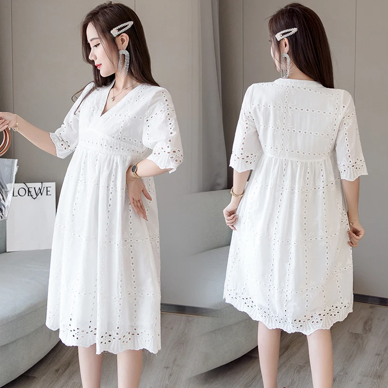 Mew Plus Size Maternity Clothing Summer Korean Hollow Breastfeeding Maternity Dress White Lace V-neck Casual Maternity Dress
Mew Plus Size Maternity Clothing Summer Korean Hollow Breastfeeding Maternity Dress White Lace V-neck Casual Maternity Dress