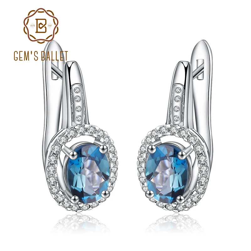 GEM'S BALLET 3.15Ct Natural London Blue Topaz Earrings Fine Jewelry 925 Sterling Silver Vintage Stud Earrings For Women Wedding
GEM'S BALLET 3.15Ct Natural London Blue Topaz Earrings Fine Jewelry 925 Sterling Silver Vintage Stud Earrings For Women Wedding