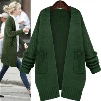 2018 Women Casual Long Knitted Cardigan Autumn winter Korean Women Loose Solid Color Pocket Design Sweater Jacket green Beige
2018 Women Casual Long Knitted Cardigan Autumn winter Korean Women Loose Solid Color Pocket Design Sweater Jacket green Beige