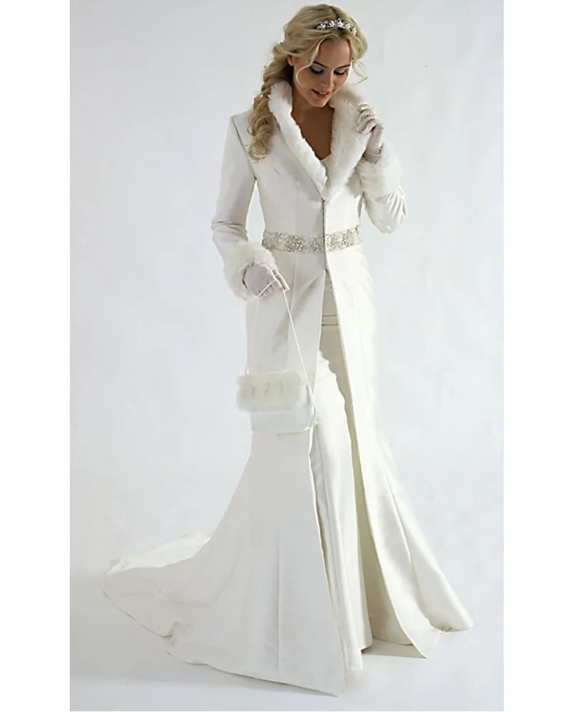 Новое поступление зимнее пальто для свадьбы с v-образным вырезом и длинными