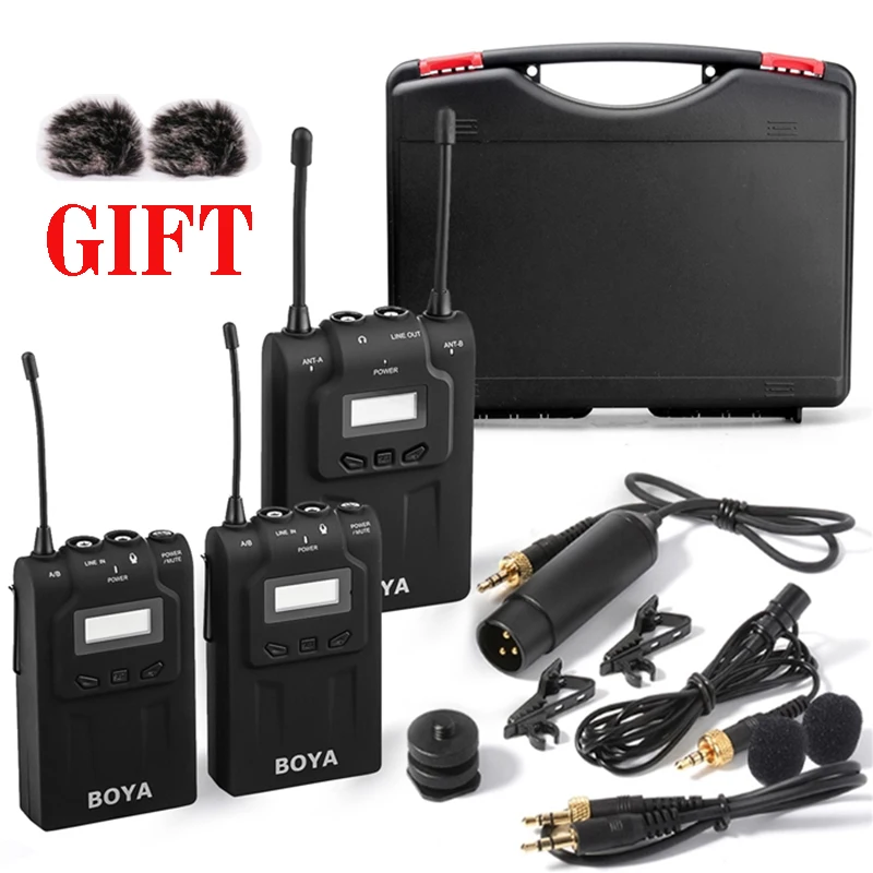BY-WM8 UHF Dual Wireless Lavalier Microphone Systerm Lav Interview Mic 2 Transmitters 1 Receiver for Video DSLR Camera
BY-WM8 UHF Dual Wireless Lavalier Microphone Systerm Lav Interview Mic 2 Transmitters 1 Receiver for Video DSLR Camera