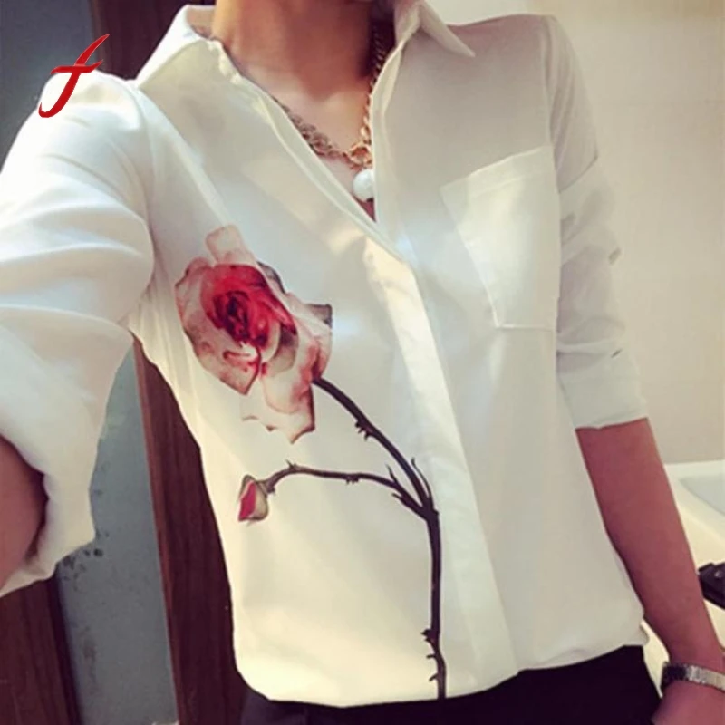 2019New Elegant Lady Shirts Women Long Sleeve Rose Flower Print Blouse Women Fashion Lapel Collar Chiffon Shirts Tops Blusas
2019New Elegant Lady Shirts Women Long Sleeve Rose Flower Print Blouse Women Fashion Lapel Collar Chiffon Shirts Tops Blusas