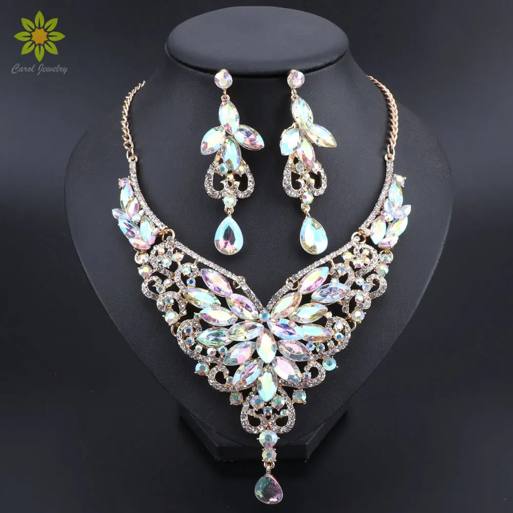 Luxury Gold Color Wedding Jewelry Sets Party Costume Accessories Indian Necklace Sets Jewellery for Brides Women's Gifts
Luxury Gold Color Wedding Jewelry Sets Party Costume Accessories Indian Necklace Sets Jewellery for Brides Women's Gifts