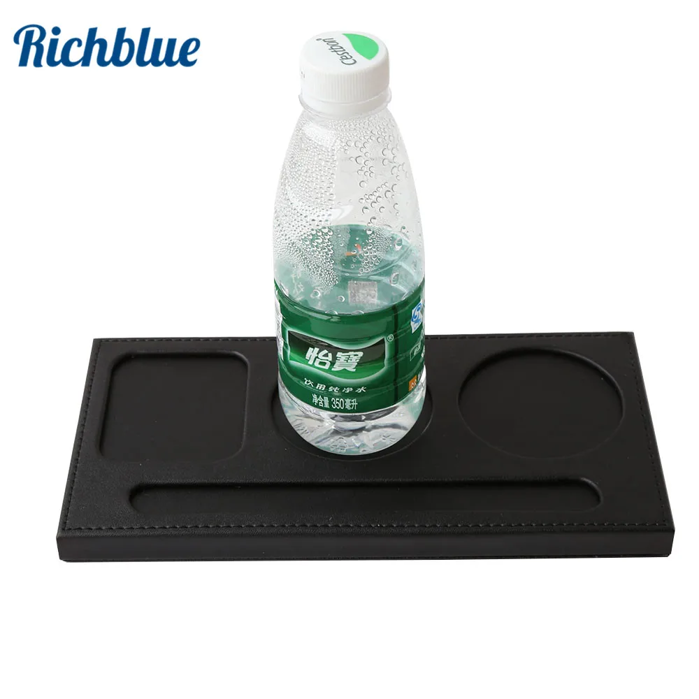 

Insulation Coaster 3-slot Wood+ PU Leather Conference Meeting Cup Holder Pad Mat + Pen Fillister Holder 1201