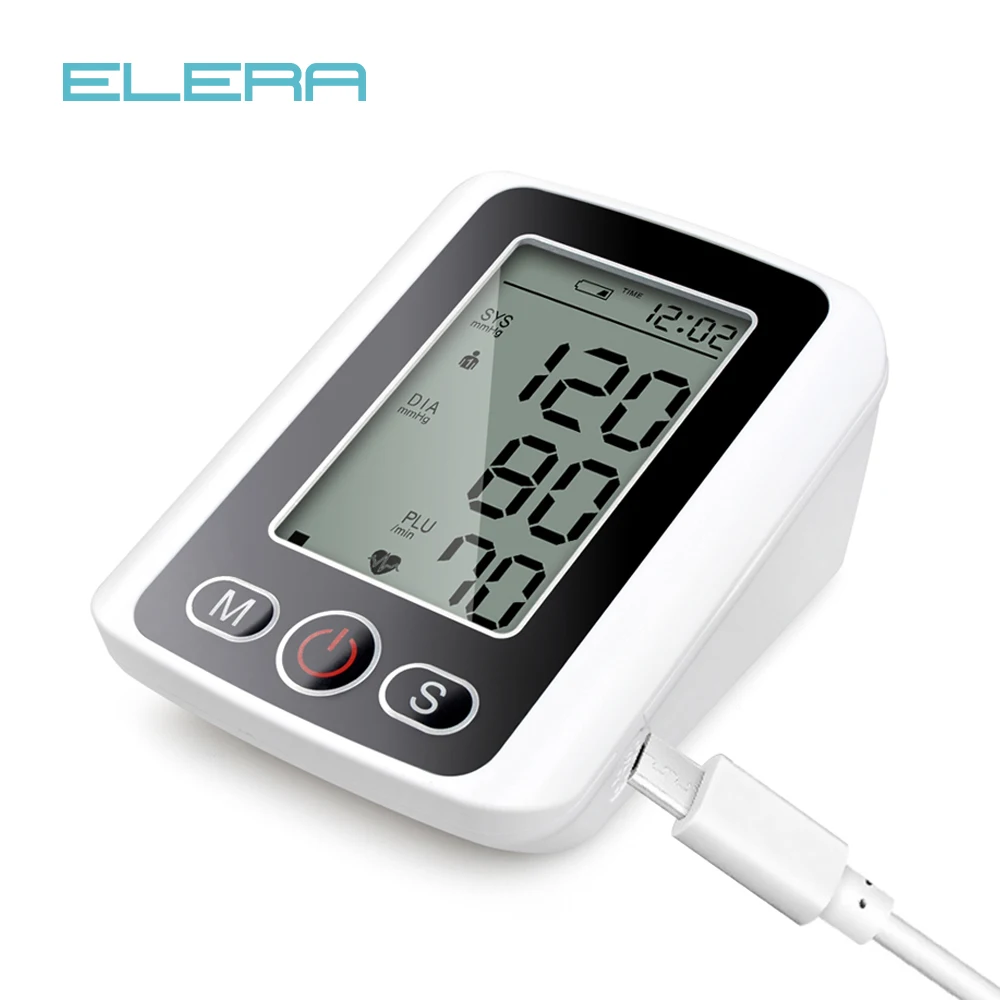 

ELERA LCD Digital Automatic Arm Blood Pressure Monitor with voice Tonometer Meter Sphygmomanometer Portable Tensiometro Cuff