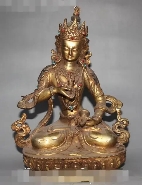 9" Tibet Bronze Gilt Inlay Gem Vajradhara Vajrabhairava Goddess Buddha Statue
9" Tibet Bronze Gilt Inlay Gem Vajradhara Vajrabhairava Goddess Buddha Statue