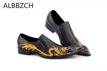 New mens fashion metal skull buckle genuine leather wedding shoes men loafers pointed toe slip on party dress shoes big size 46
New mens fashion metal skull buckle genuine leather wedding shoes men loafers pointed toe slip on party dress shoes big size 46