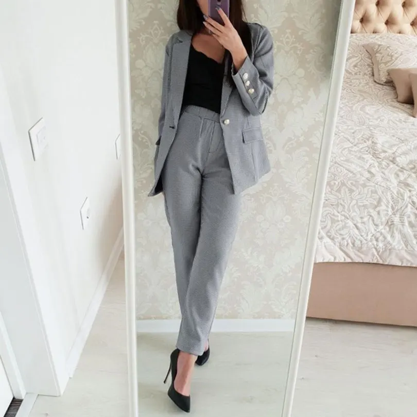 Taotrees Work Pant Suits Plaid 2 Piece Set for Women Single Button Blazer Jacket & Trouser Office Lady Suit
Taotrees Work Pant Suits Plaid 2 Piece Set for Women Single Button Blazer Jacket & Trouser Office Lady Suit