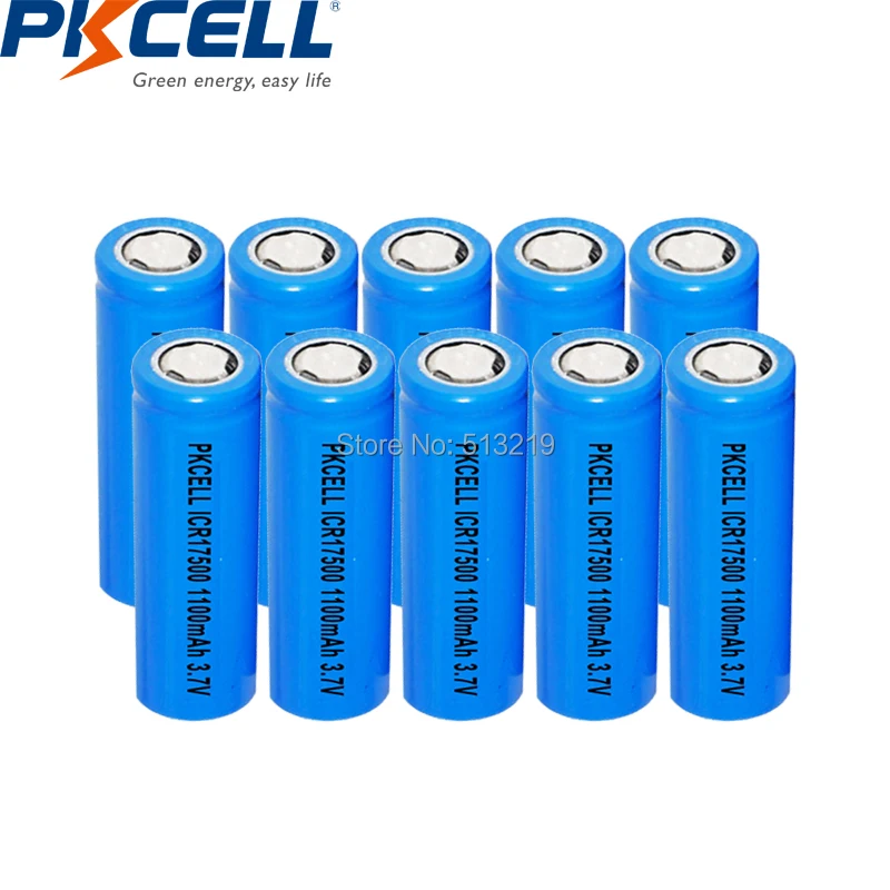 10pcs PKCELL 3.7v lithium battery ICR17500 li-ion rechargeable batteries for LED flashlight microphone
10pcs PKCELL 3.7v lithium battery ICR17500 li-ion rechargeable batteries for LED flashlight microphone