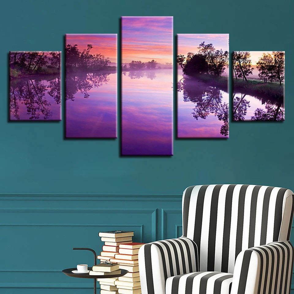 Canvas HD Prints Pictures Modular Wall Art Park Tree Poster Framework 5 Pieces Purple Sunset Lake Landscape Paintings Home Decor
Canvas HD Prints Pictures Modular Wall Art Park Tree Poster Framework 5 Pieces Purple Sunset Lake Landscape Paintings Home Decor