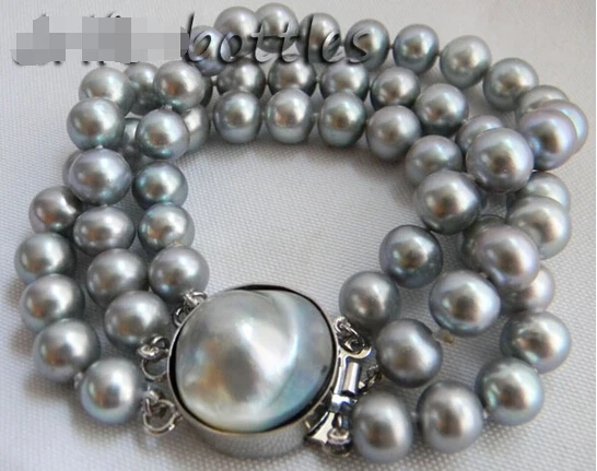 shippingA 3Strands 8'' 10mm Gray Round Freshwater Pearl Mabe Clasp Bracelet 5.25
shippingA 3Strands 8'' 10mm Gray Round Freshwater Pearl Mabe Clasp Bracelet 5.25
