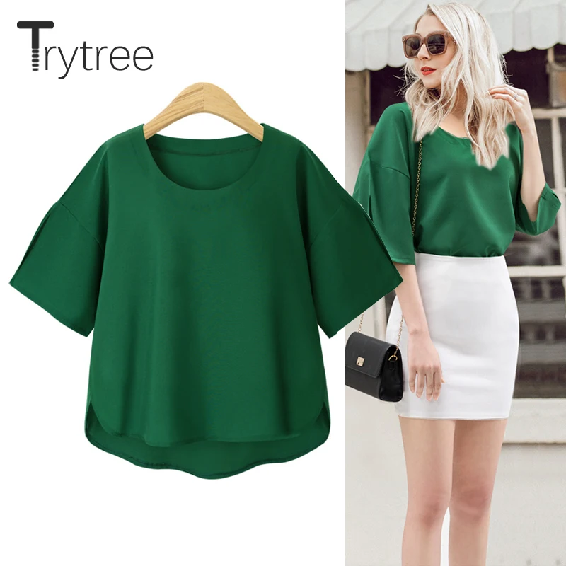 Trytree Summer Autumn Women t shirt Casual O-Neck Half Lantern Sleeve Solid tshirt Office Lady Shirt Polyester Green White Top
Trytree Summer Autumn Women t shirt Casual O-Neck Half Lantern Sleeve Solid tshirt Office Lady Shirt Polyester Green White Top