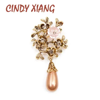 CINDY XIANG New Arrival Shell Flower Water-drop Brooches for Women Antique Gold Color Rhinestone Vintage Pins High Quality 2019
CINDY XIANG New Arrival Shell Flower Water-drop Brooches for Women Antique Gold Color Rhinestone Vintage Pins High Quality 2019