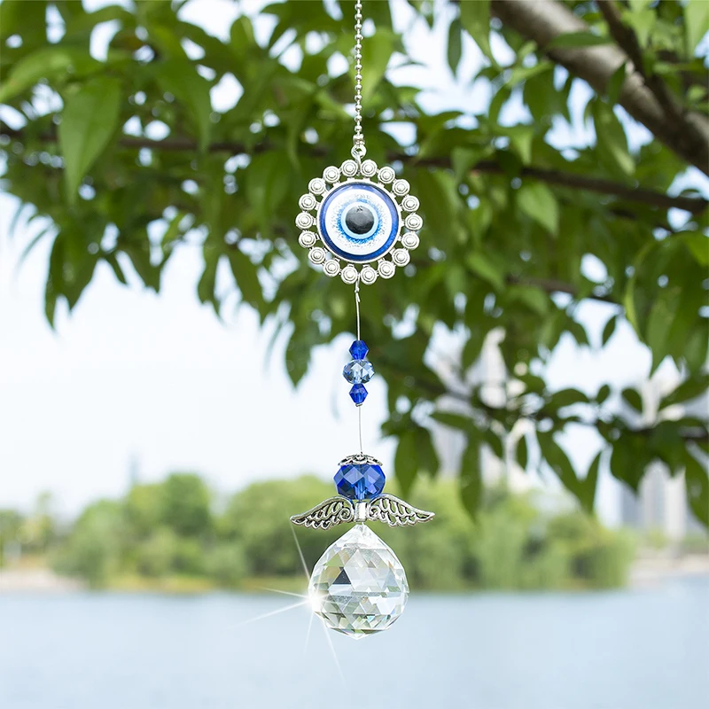 H&D Crystal Angel Suncatcher with Fengshui Turkish Blue Evil Eye Home Decor Protection Blessing Housewarming Birthday Charm Gift
H&D Crystal Angel Suncatcher with Fengshui Turkish Blue Evil Eye Home Decor Protection Blessing Housewarming Birthday Charm Gift