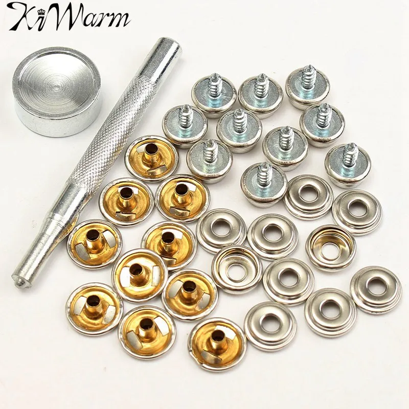 10Set 3/8" Snap Fastener Buttons Screw Kit and Setting Tool Stainless Steel Snap Fastener Screw for Tent Sofa Home Improvement
10Set 3/8" Snap Fastener Buttons Screw Kit and Setting Tool Stainless Steel Snap Fastener Screw for Tent Sofa Home Improvement