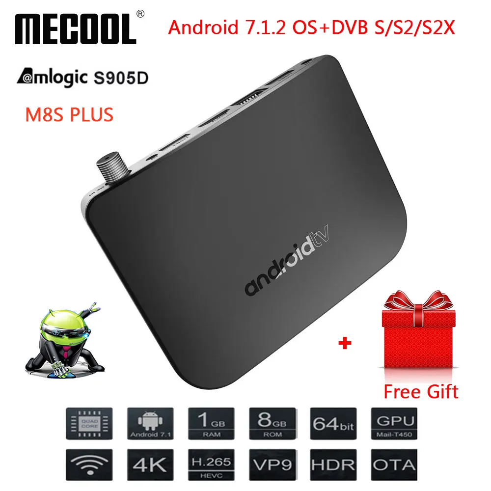 

DVB-S2X/S2/S Mecool M8S PLUS DVB Android 7.1 TV Box Amlogic S905D Quad Core 1GB 8GB 1080p 2.4G WiFi H.265 Smart 4K Media Player