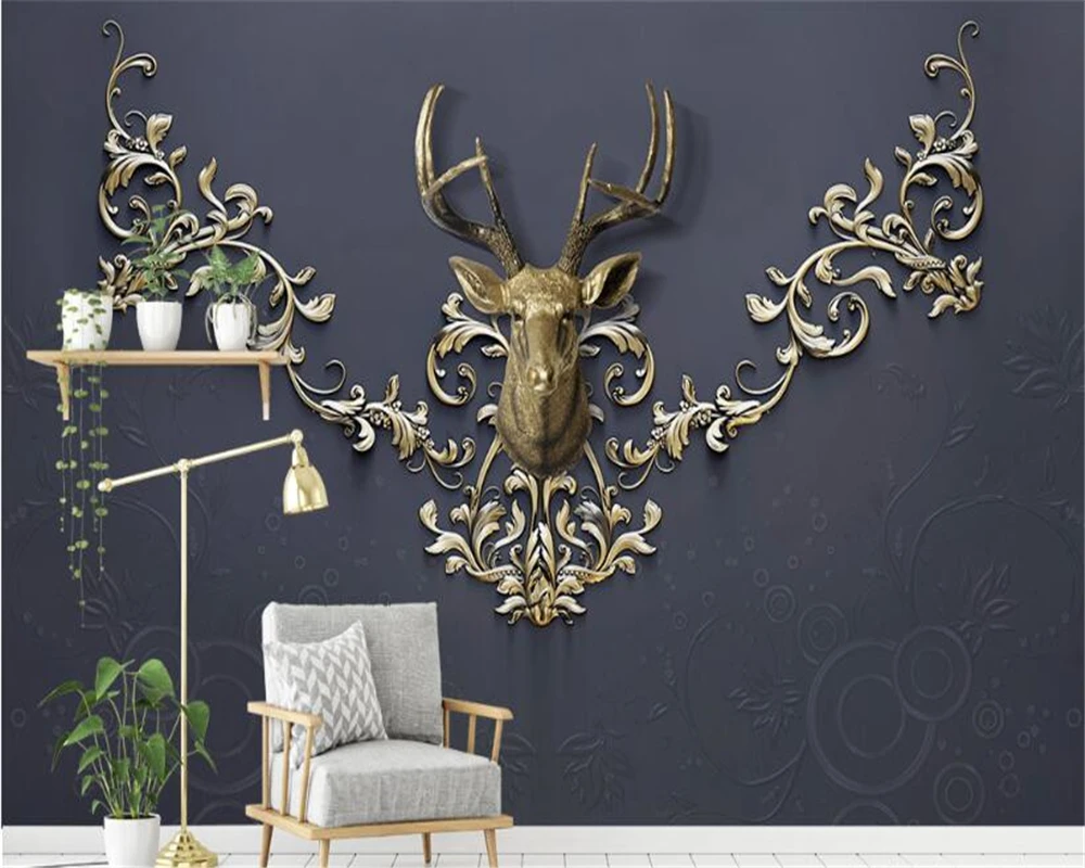 beibehang Living room wallpaper European pattern embossed lace modern wallpaper gold deer head background 3d wallpaper walls
beibehang Living room wallpaper European pattern embossed lace modern wallpaper gold deer head background 3d wallpaper walls