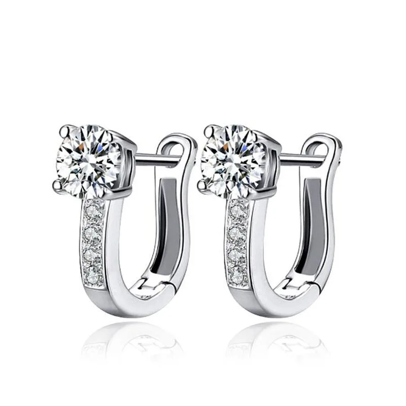 KOFSAC New Fashion 925 Sterling Silver Earring Shiny Crystal CZ U shape Stud Earrings For Women Jewelry Pendientes Mujer Moda
KOFSAC New Fashion 925 Sterling Silver Earring Shiny Crystal CZ U shape Stud Earrings For Women Jewelry Pendientes Mujer Moda