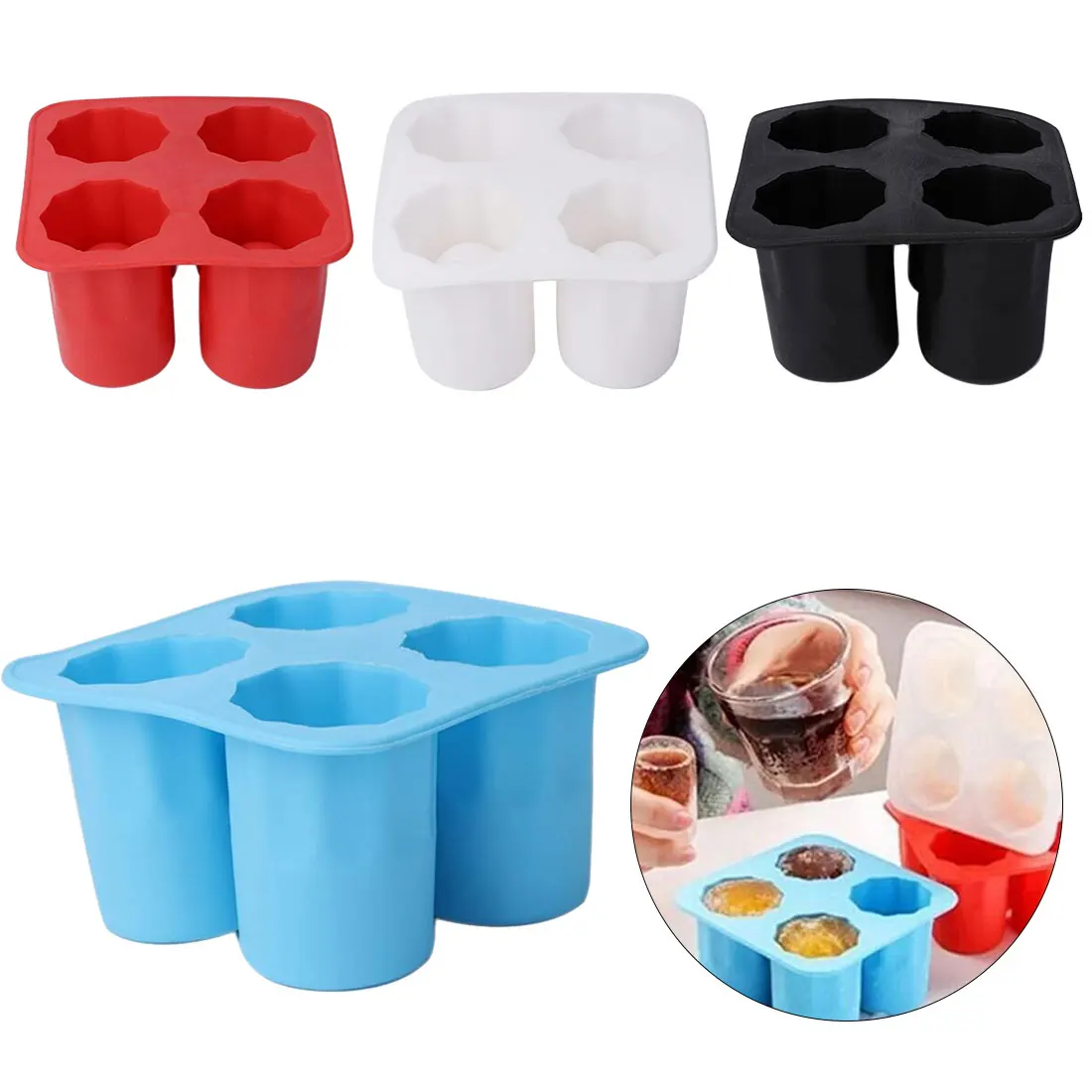 Novelty DIY 4-Cup Silicone Form Ice Cube Mold Tray Fruit Popsicle Ice Cream Maker for Wine Kitchen Bar Drinking Accessories
Novelty DIY 4-Cup Silicone Form Ice Cube Mold Tray Fruit Popsicle Ice Cream Maker for Wine Kitchen Bar Drinking Accessories