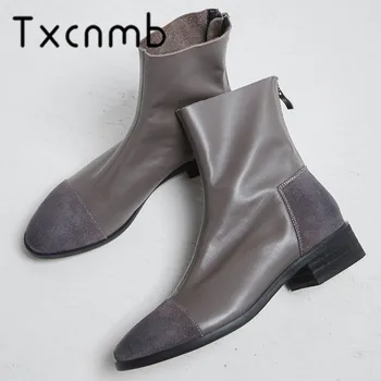 TXCNMB New Genuine Leather Square Heels Boots Women Round Toe Black Western Ankle Boots Casual Shoes Woman Large Size 43
TXCNMB New Genuine Leather Square Heels Boots Women Round Toe Black Western Ankle Boots Casual Shoes Woman Large Size 43