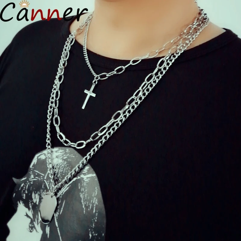 CANNER Punk Necklaces Pendants Men Women Multilayer Necklace Cross Pendant Choker Long Chain Necklace Femme Christian Gifts F40
CANNER Punk Necklaces Pendants Men Women Multilayer Necklace Cross Pendant Choker Long Chain Necklace Femme Christian Gifts F40