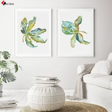 הדפסה בוטנית מינימליסטי צמח בד ציור טרופי עלים כרזות מופשט ציורים בצבעי מים על קיר אמנות דקור(China)