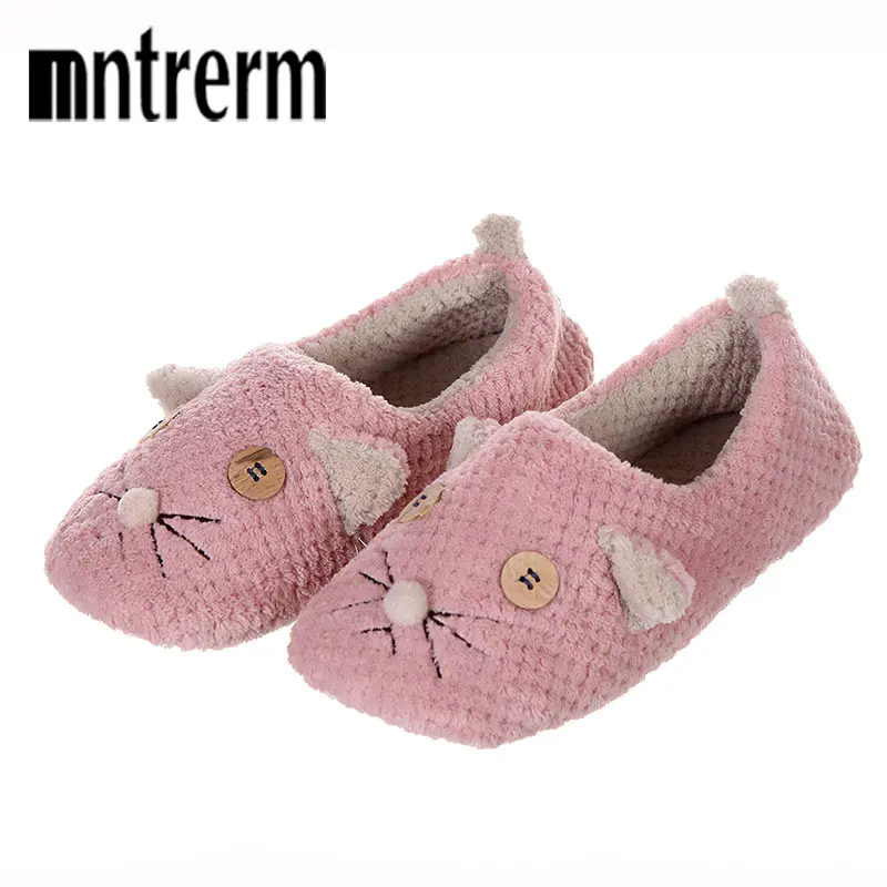 Симпатичные домашние удобные тапочки Mntrerm с животным принтом мыши Зимние
